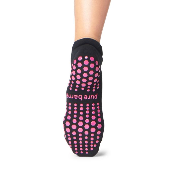 PB Black/Pink Sock – Pure Barre Edina